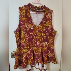 Plus size floral v neck peplum top